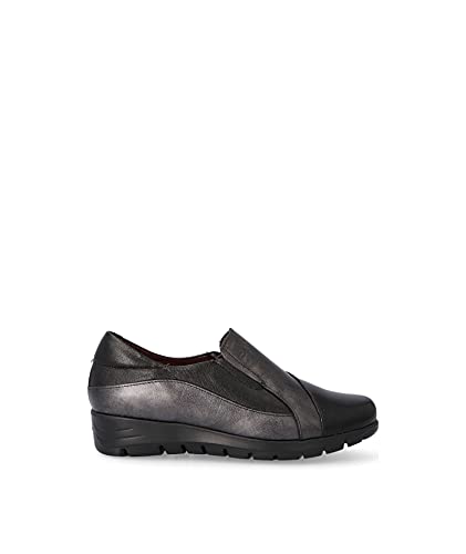 PITILLOS - 2300 Negro - Zapato mocasÃ­n de Piel, con cuÃ±a Baja, Suela de Goma, para: Mujer Color: Negro Talla:38