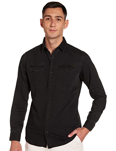 Jack & Jones Jjesheridan Shirt L/s Camisa Vaquera, Negro (Black Denim Fit:Slim), Large para Hombre