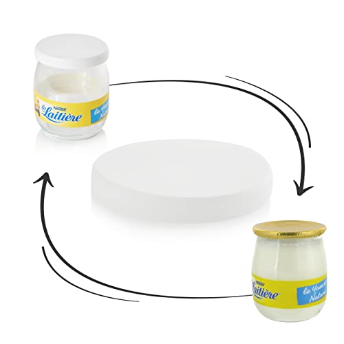 Monboco | Tapas para Vasos yogurtera |compatibles con Marca mercadona, la lechera, danone | diÃ¡metro 56mm | Blanca | Material de PEHD | Lote de 30 | Compatible con los Productos lÃ¡cteos |