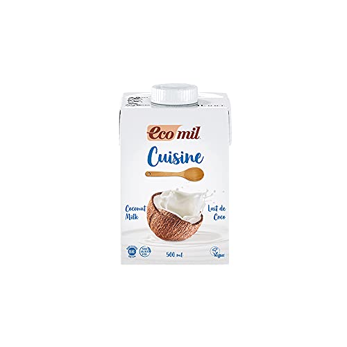 Ecomil Cusine Coco Bio 500 ml. Crema a base de leche de coco bio para cocinar. Sin lactosa, sin gluten, sin azÃºcares aÃ±adidos, sin soja, sin huevo, sin proteÃ­na lÃ¡ctea y con bajo contenido en sal