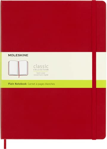 Moleskine - Cuaderno ClÃ¡sico con Hojas Lisas, Tapa Dura y Cierre ElÃ¡stico, Color Rojo Escarlata, TamaÃ±o Extra Grande 19 x 25 cm, 192 Hojas