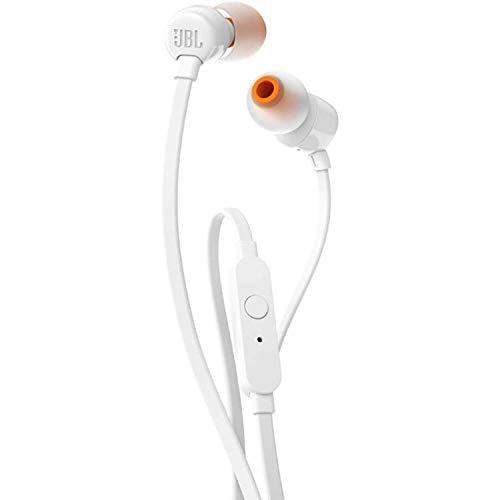 JBL T110 Auriculares In Ear con Pure Bass - Con manejo de un solo botÃ³n y micrÃ³fono, color blanco