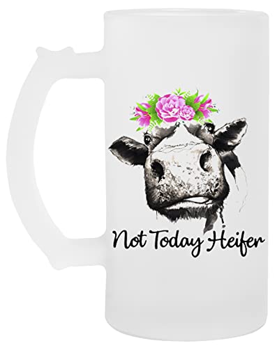 Not Today Heifer - Not Today Heifer Vidrio Cerveza Taza Glass Beer Mug Cup