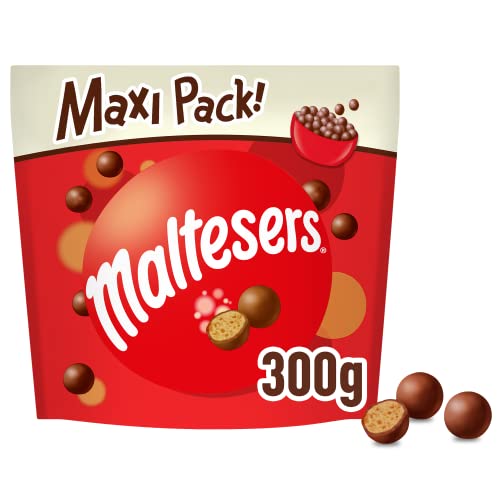 Maltesers, Snack de Leche Malteada recubiertas de Chocolate con leche, Chuches Halloween, Chocolate Regalo (300g)