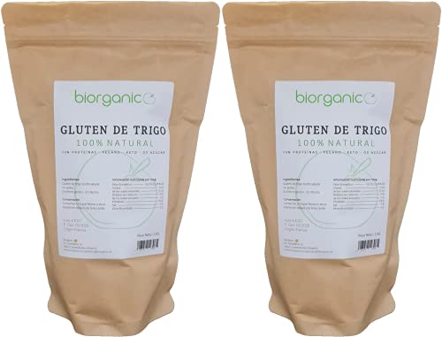 Biorganic Gluten de Trigo 100% Natural | 2 Kg | Keto | Vegano | Ideal para masas y para elaborar SeitÃ¡n