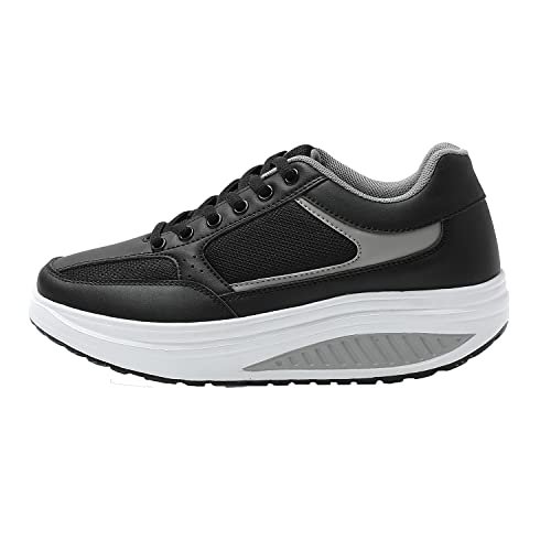 JOMIX Zapatillas Deportivas Mujer Basculantes Sneakers Zapatos Mecedores CÃ³modos Adelgazar Caminata Jogging Fitness, 01 Negro, 40 EU