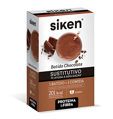Siken SUSTITUTIVO - Batido sustitutivo, Sabor chocolate, Sobres en polvo para mezclar con agua, 1 batido sustituye 1 comida, 6 Sobres de 50g cada uno