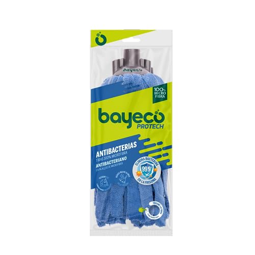 Bayeco - Copptech Antibacterias Suelos Protegidos - Fregona de Tiras 100% Microfibras - Elimina el 99,9% de bacterias y hongos en la fregona - Gran capacidad de absorciÃ³n - 1 unidad