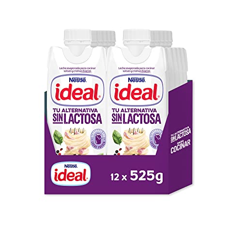 NestlÃ© Ideal - Leche evaporada Sin Lactosa- Caja de leche evaporada 12 x 500 ml (525 g)