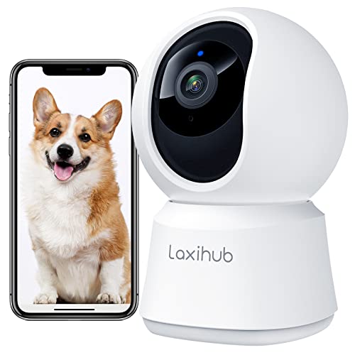 LAXIHUB CÃ¡mara Vigilancia Interior 1080P, Camara para Perros con AplicaciÃ³n 355Â°, 2.4GHz WiFi CÃ¡mara con VisiÃ³n Nocturna, Audio Bidireccional, CÃ¡mara en Casa para Mascotas/BebÃ©, Compatible con Alexa
