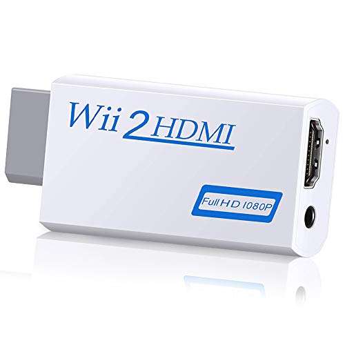 XCOZU Adaptador Wii a HDMI, adaptador Wii HDMI 1080P/720P Full HD Convertidor de salida de vÃ­deo con conector jack de 3,5 mm, salida de audio para Wii TV, proyector de TV, color blanco