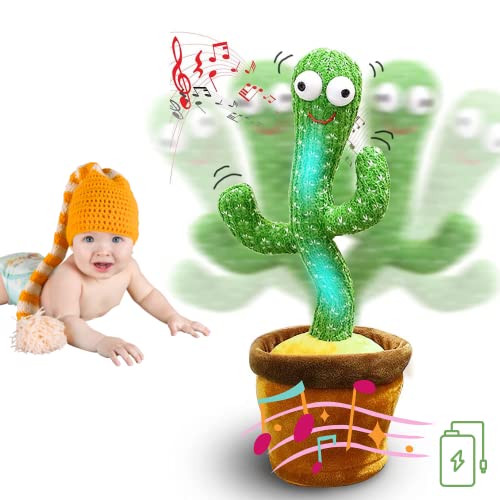 MAGIC SELECT Cactus Bailarin con Movimiento ElectrÃ³nico, Luces y 120 Canciones. Juguete de Peluche Que Baila para Aprender Idiomas y Ritmo. Carga USB Cable y BaterÃ­a IncluÃ­dos