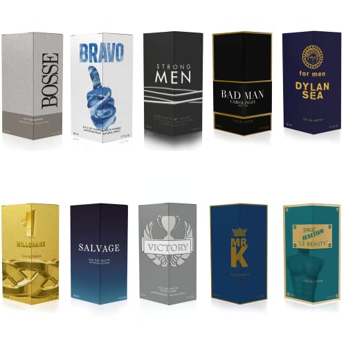 SERONE Perfumes Equivalencia Hombre - Kit 10 Perfumes 50 ml - Vaporizador Colonia de Equivalencia - Regalo de cumpleaÃ±os hombre (Kit 10 PERFUMES HOMBRE)