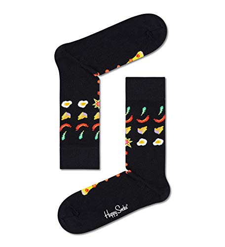 Happy Socks Pizza Invader Sock Calcetines, Black, 36-40 para Mujer