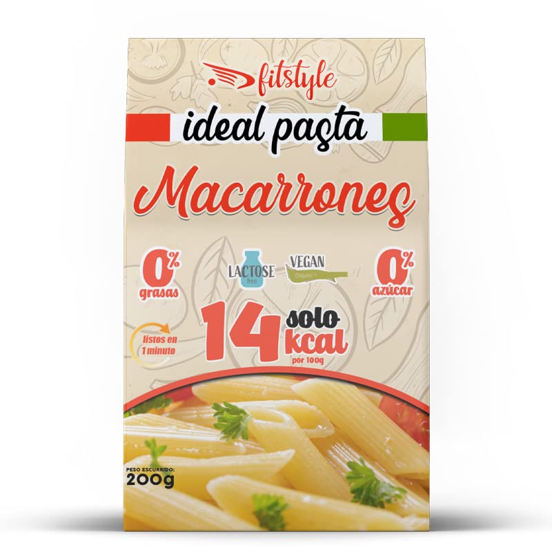 FITstyle Pasta Konjac Macarrones 200g | Pasta sin hidratos | Saciante y sin calorÃ­as | Ideal para dietas y perder peso | Apto para dietas Keto y Paleo