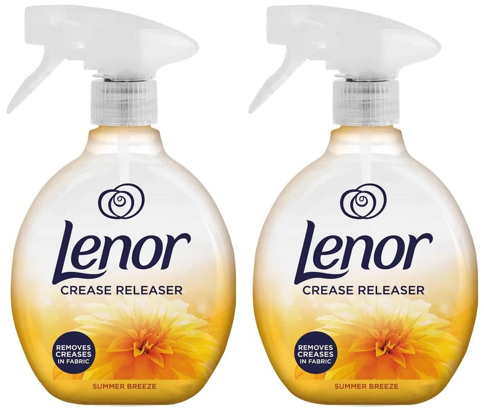 Lenor - Spray liberador de arrugas que elimina las arrugas en la tela, aroma de brisa de verano, paquete doble, 2 unidades de 500 ml