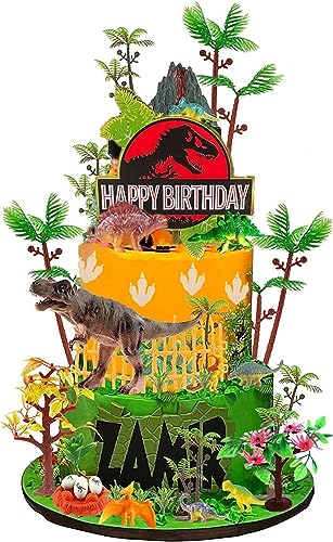 SunAurora 40 piezas de decoraciÃ³n de dinosaurios para tartas, decoraciÃ³n de dinosaurios, decoraciÃ³n de palmera, decoraciÃ³n para tartas de Ã¡rboles, decoraciÃ³n de dinosaurios, decoraciÃ³n en miniatura o