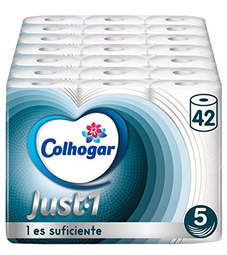 Colhogar Just 1 7x6 - Papel HigiÃ©nico Ultra Absorbente y Ultra Suave - 5 Capas - Blanco