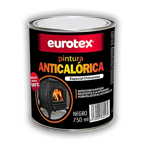 Pintura anticalÃ³rica negra mate para altas temperaturas de hasta 650Âº, Especial para estufas, chimeneas, hornos, barbacoas, aluminio - Negro, 750 ml.