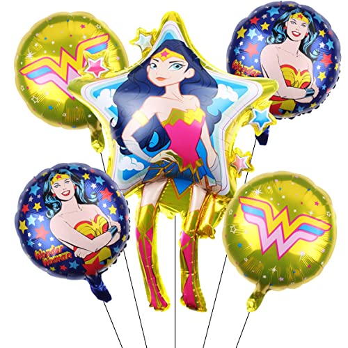 Wonder Woman CumpleaÃ±os Globos Miotlsy 5pcs Wonder Woman Globos DecoraciÃ³n de cumpleaÃ±os Globos de helio Juege para NiÃ±os DecoraciÃ³n de CumpleaÃ±os Fiestas