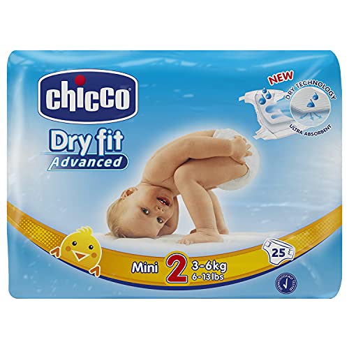 Chicco DryFit - Pack de 25 paÃ±ales ultra absorbentes, talla 2, 3-6 Kg
