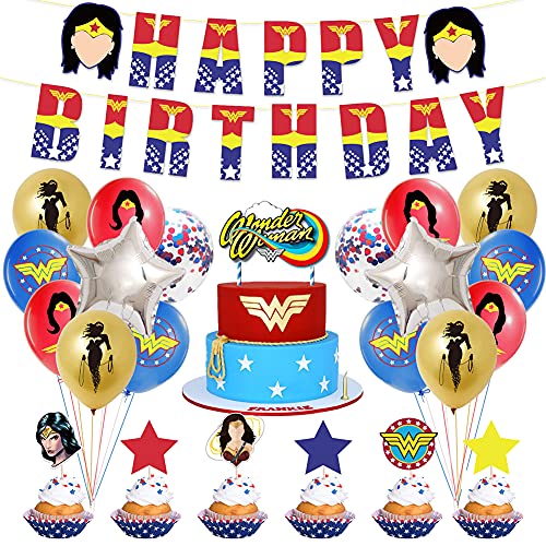 Suministros de fiesta de cumpleaÃ±os de Woman, suministros para DecoraciÃ³n de Tartas incluyen adorno para tarta cupcakes, Birthday Banner, globos Woman Suministros de fiesta para niÃ±os
